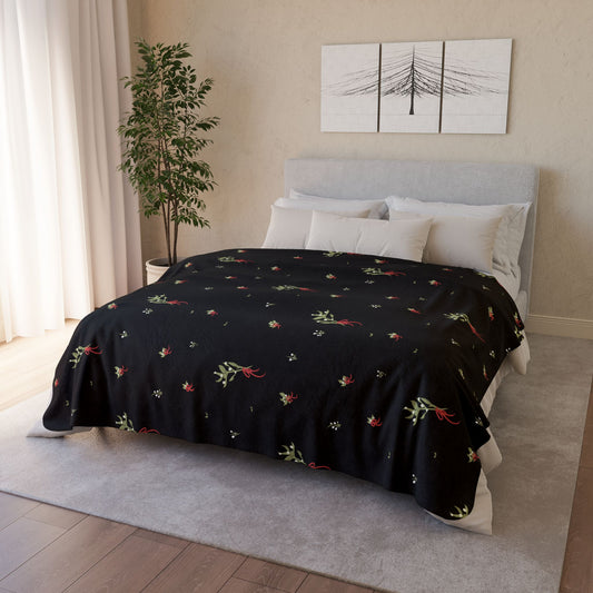 Sophisticated Mistletoe Fleece Sherpa Blanket