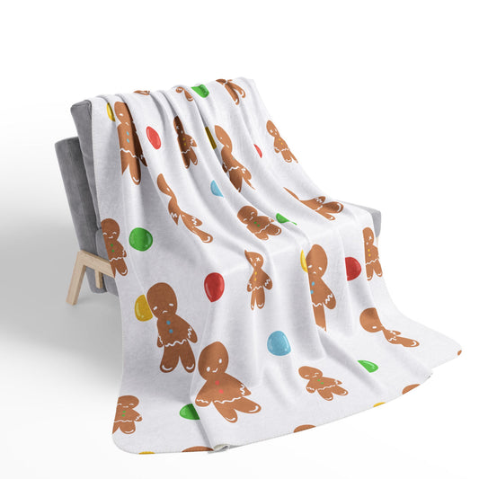 Gingerbread Man and Gumdrop Fleece Sherpa Blanket