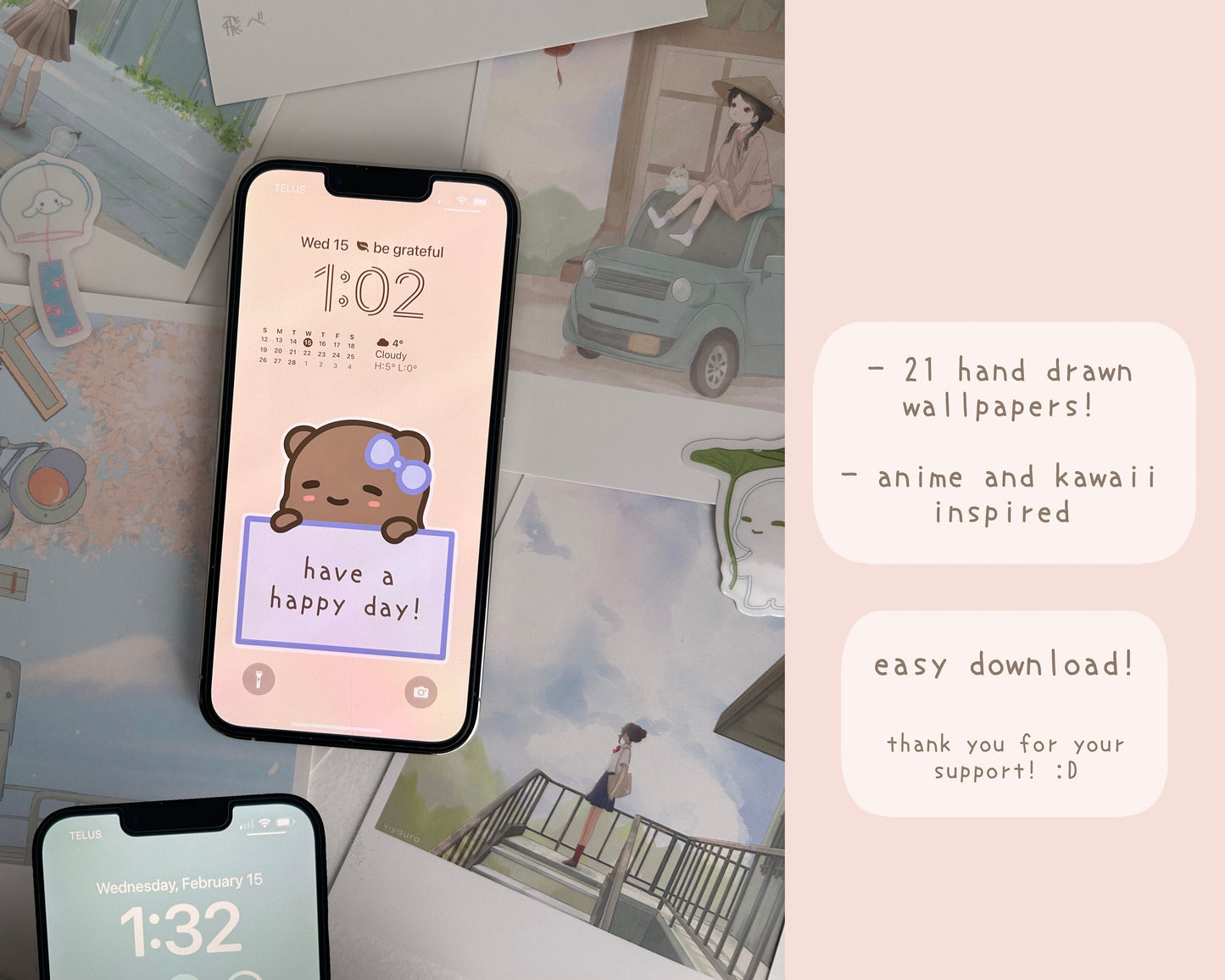 Kawaii Anime Inspired Phone Wallpaper Pack