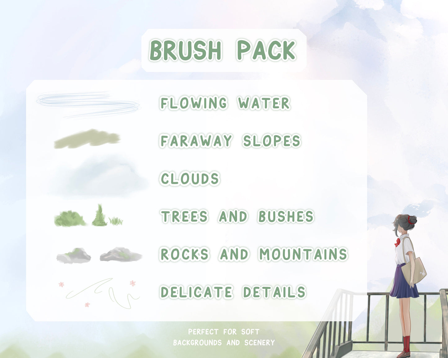 Aesthetic Anime Background Brush Set