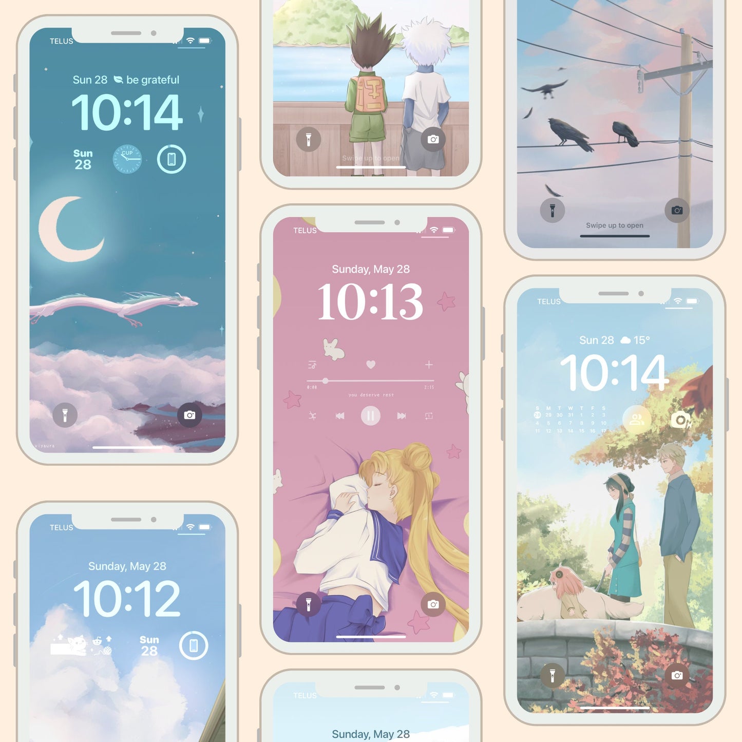 Soft Anime Aesthetic Phone Wallpaper Pack