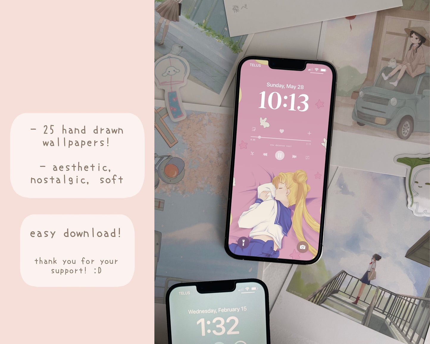 Soft Anime Aesthetic Phone Wallpaper Pack