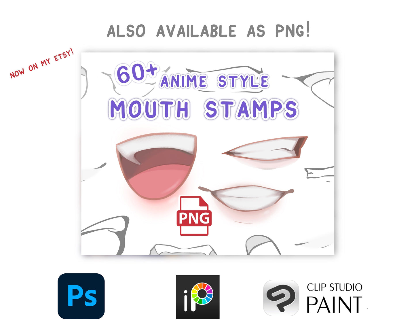 Anime Style Mouth Stamp Brush Set