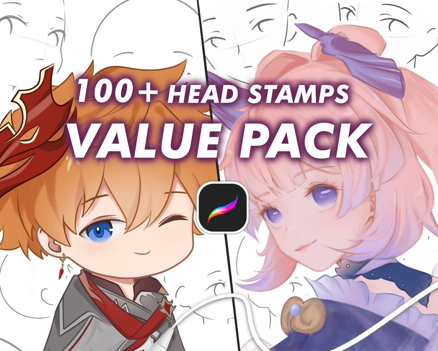 Anime Style 100+ Head Stamp Set