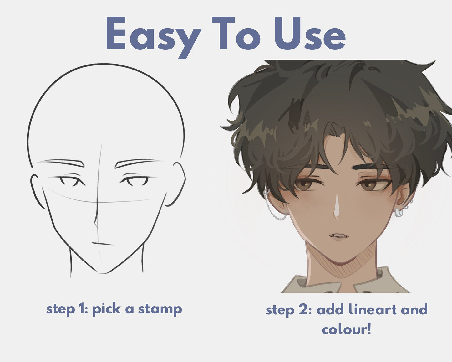 Manga Webtoon Style Head Stamp Set