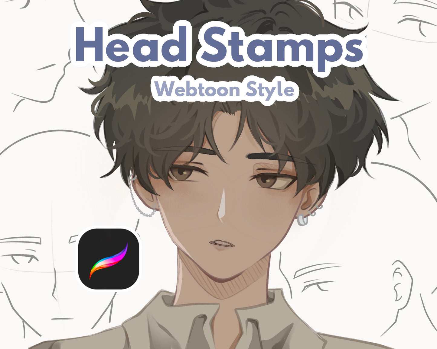 Manga Webtoon Style Head Stamp Set